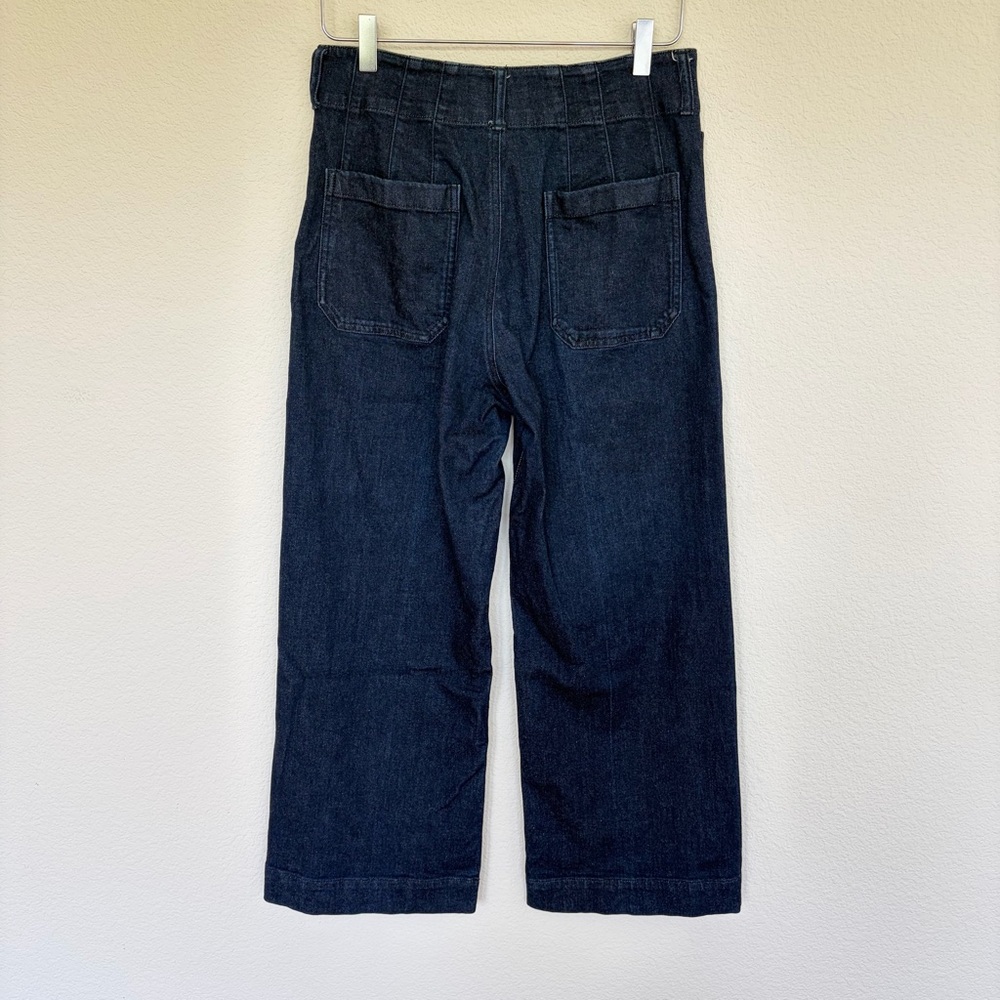 Anthropologie Dark Blue Wide-Leg Cropped Jeans | 27 - Picture 3 of 13